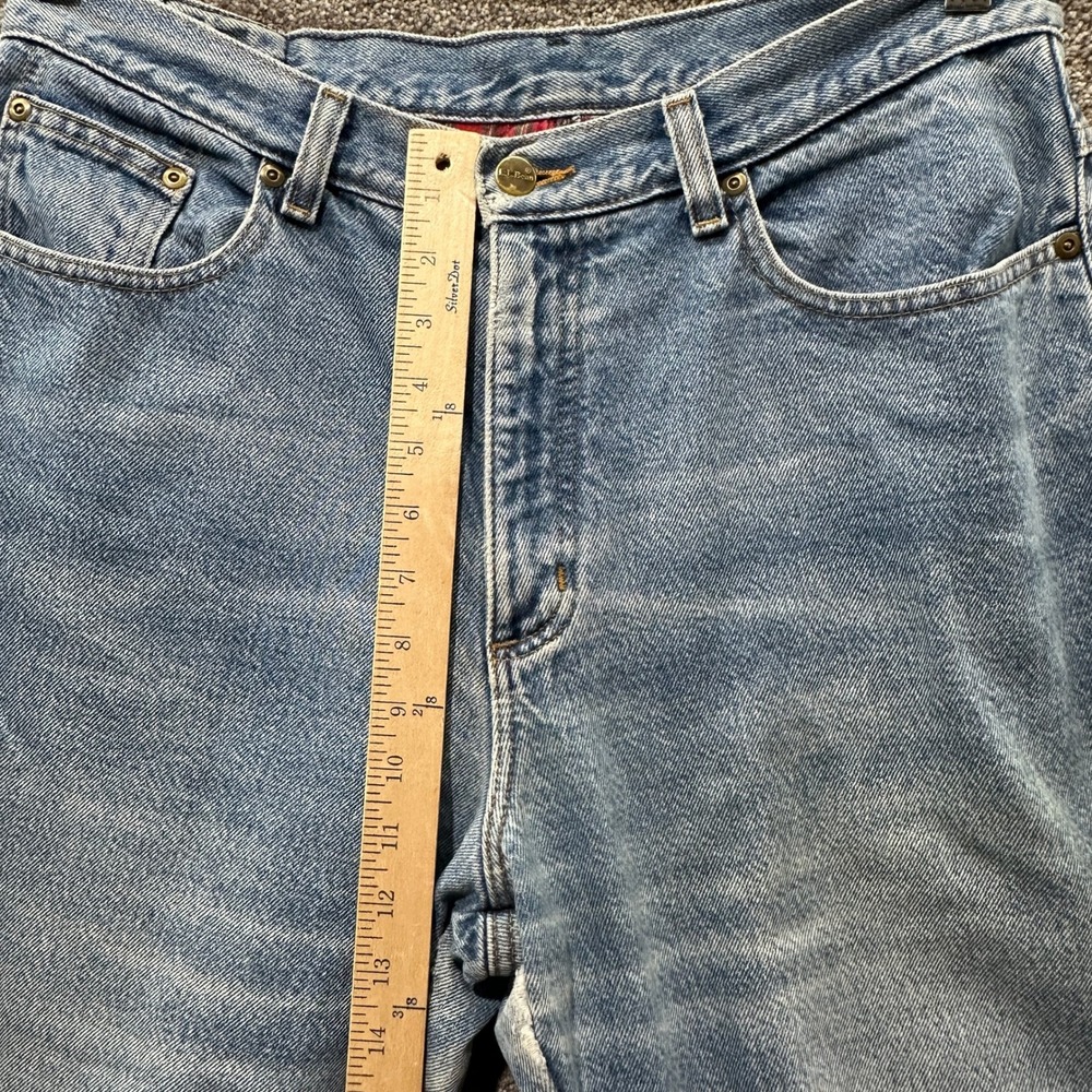 VTG LL Bean‎ Double L Flannel Blanket Lined Jeans Womens 14P Blue Denim Relaxed - Picture 7 of 15